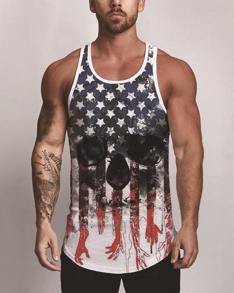 

Independence Day Patterns Print Sleeveless Loose Tanks, Multicolor
