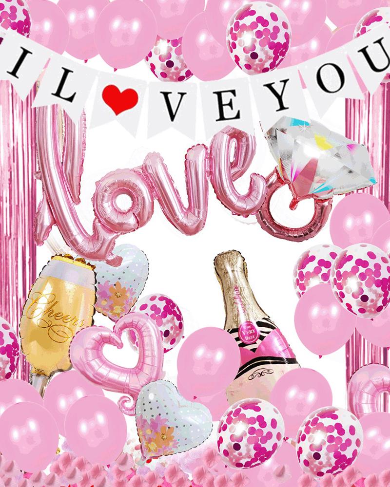 

Champagne Bottle Wine Balloons Party Decoration Kit Anniversary Party Decorations, Pink