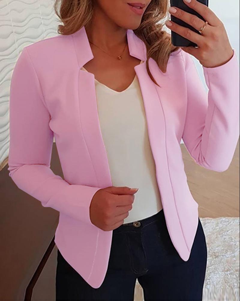 

Cutout Design Long Sleeve Blazer Coat, Pink