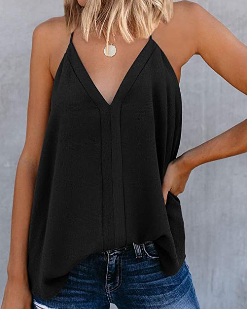 

Halter Sleeveless Loose Fit Casual Top, Black