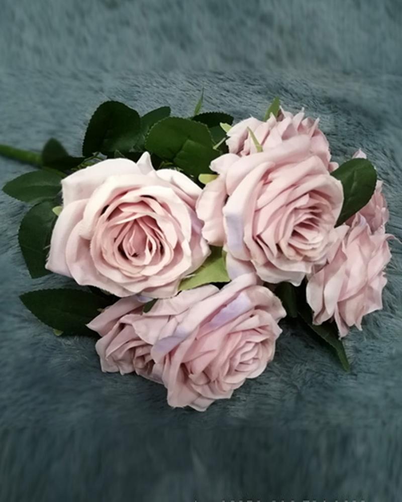 

Artificial Flowers Silk Roses Fake Bridal Wedding Bouquet for Home Garden Party Floral Decor 10 Pcs, Purple