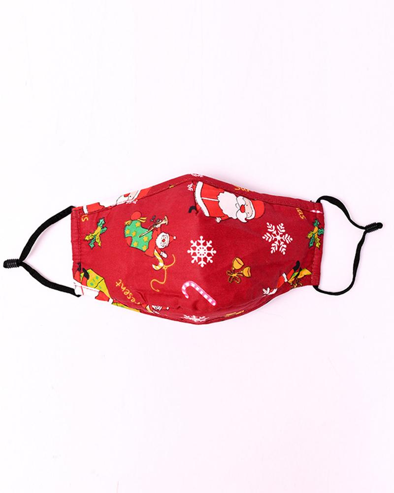 

Christmas Mixed Print Breathable Face Mask, Red
