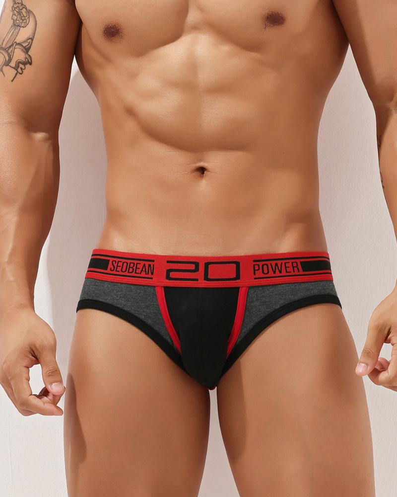 

Colorblock Skinny High Elastic T-string Panties Underwear, Dark grey
