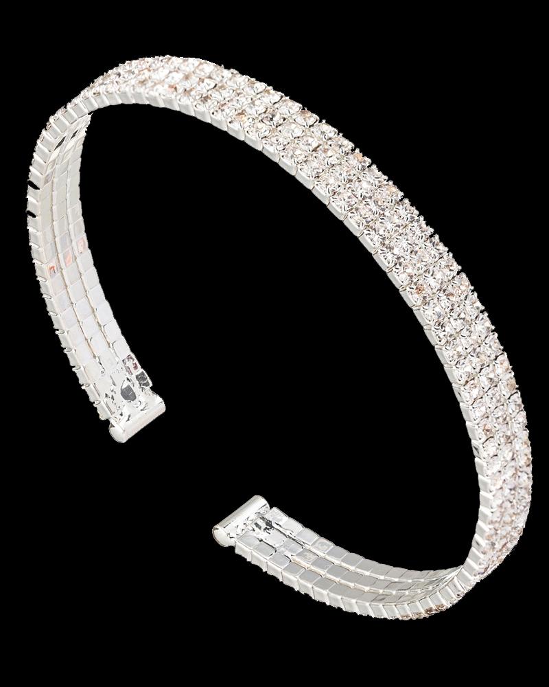 

3 Strand Rhinestone Stretch Bracelet, Silver