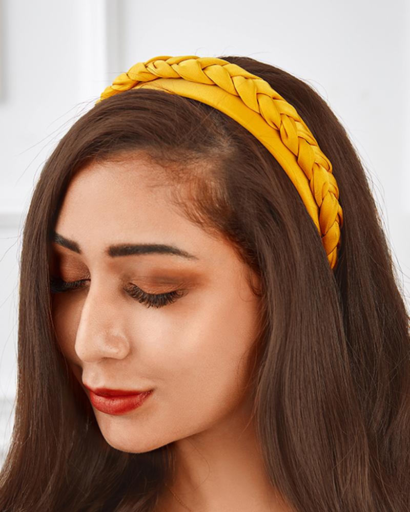 

Braided Headband Wide Twisted Knotted Headband Weaving Shape Headband Hair Hoop Accessory, Yellow
