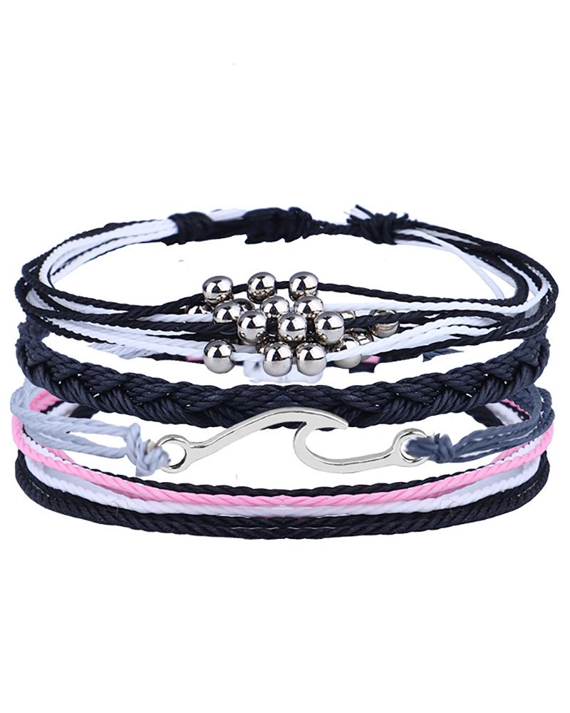 

4pcs Bohemian Colorful Braided Beaded Clan Bracelets, Style1