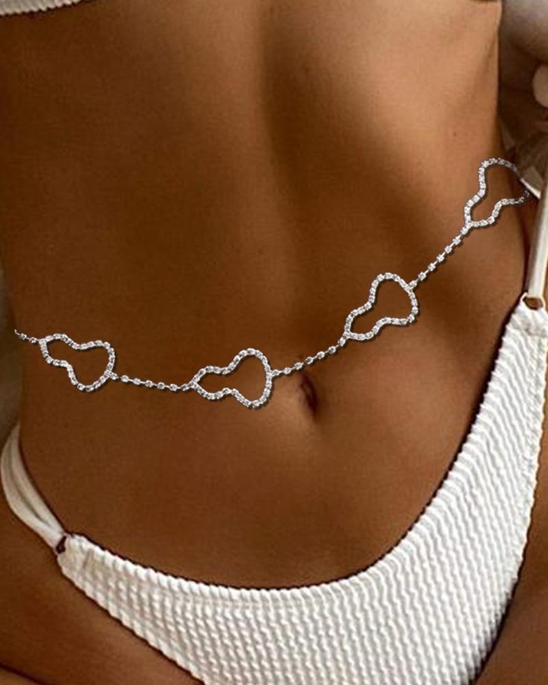 

Rhinestone Geometric Waist Chain, Silver
