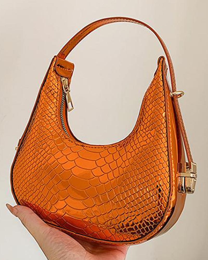 

Crocodile Fashionable Work Baguette Bag, Orange