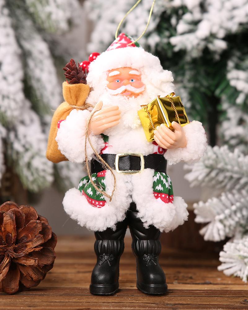 

Christmas Figurines Resin Santa Claus Ornament Standing Decoration Small Xmas Tree Hanging Decorations, Green