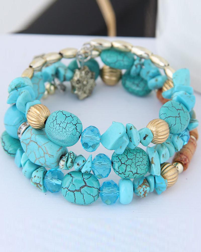 

1pcs Bohemian Asymmetrical Stone Beaded Bracelet, Style3