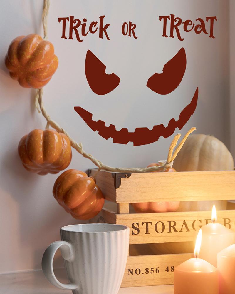 

1 Sheet Halloween Decorations Toilet Stickers Trick Or Treat Scary Face Wall Decal, Red