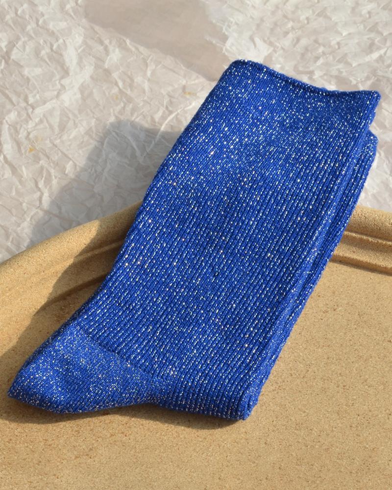 

1Pair Glitter Pastel Thermal Socks, Blue