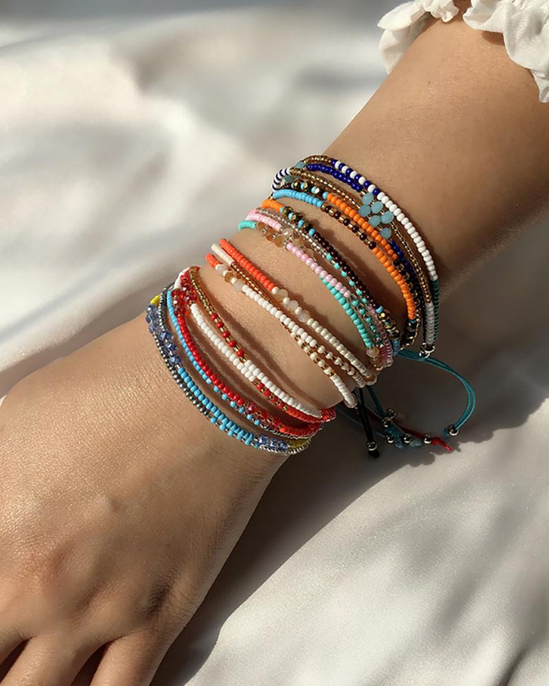 

Boho Colorful Beaded Adjustable Bracelet, Black