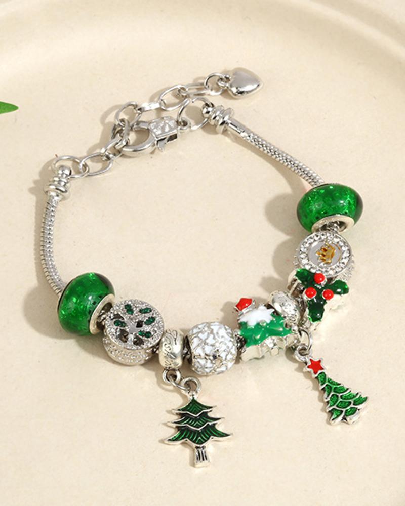 Bracelet cadeau en perles pour arbre de noël, baies, père noël, flocon de neige, 1 pièce