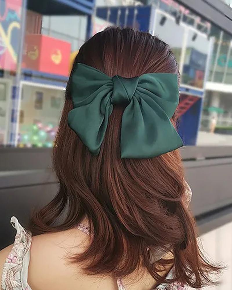 

Colourful Big Ribbon Bowknot Hair Clip, Dark green