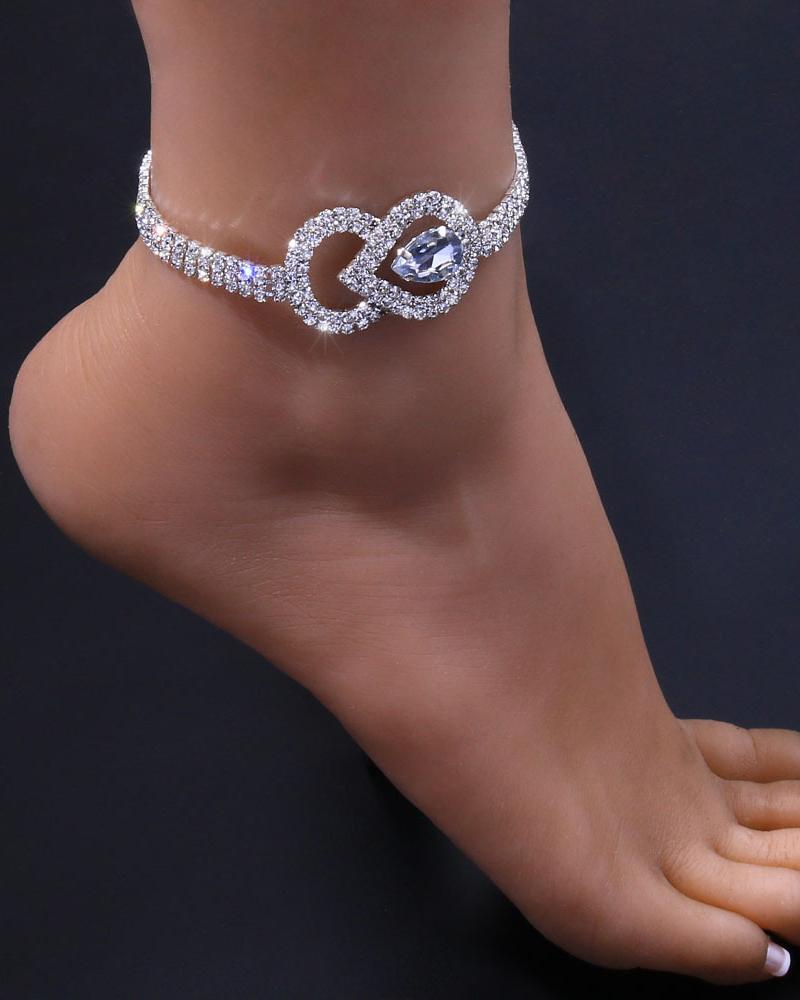 1pc Rhinestone Waterdrop Decor Anklet