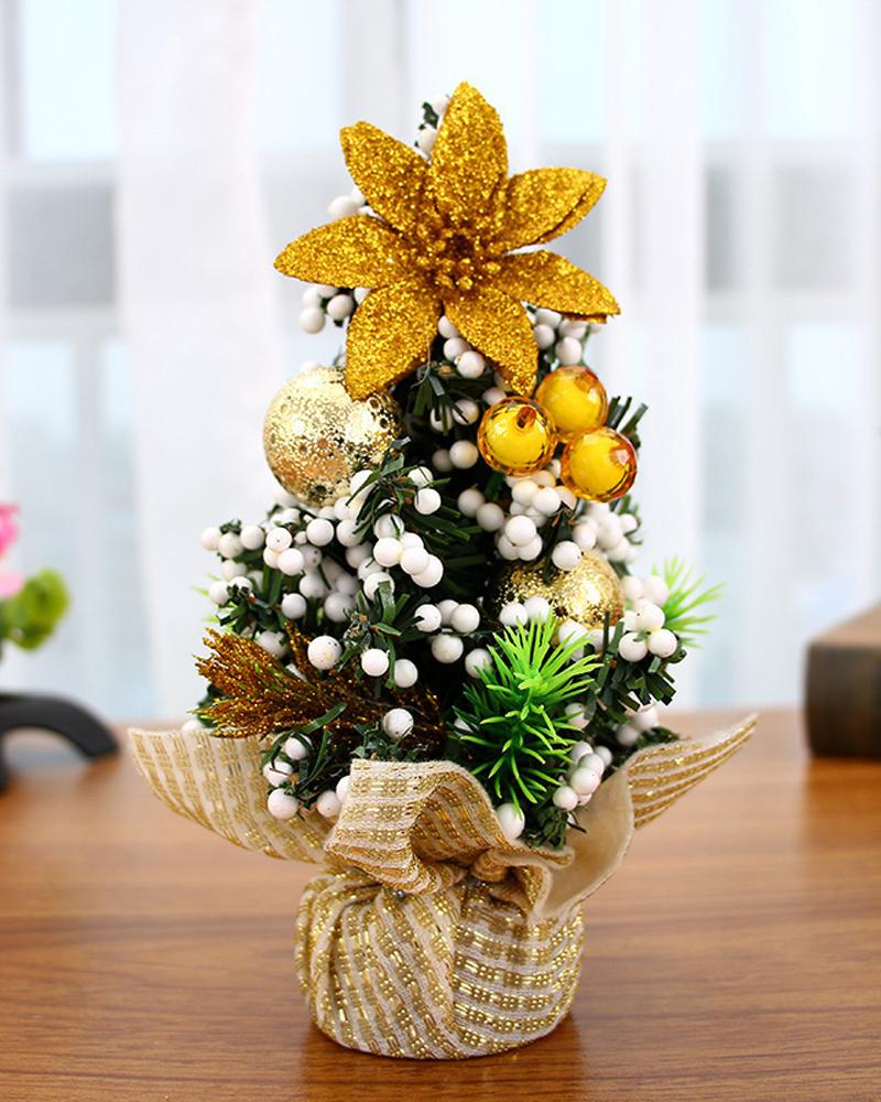 

1pc Mini Christmas Tree Tabletop Christmas Tree With Christmas Ball Ornament Table Decoration, Style2