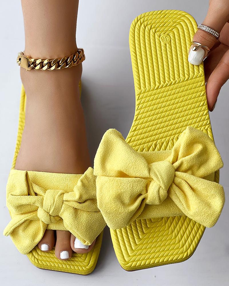 

Bowknot Design Summer Slippers, Yellow