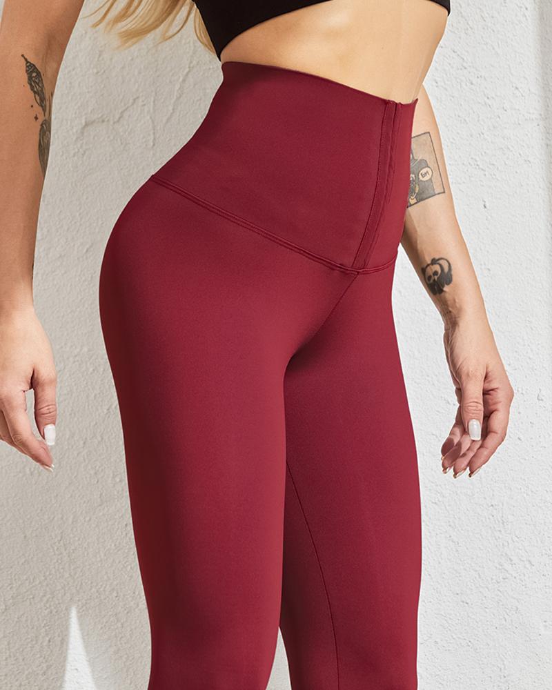 

High Waist Tummy Control Butt Lifting Yoga Pants, Red