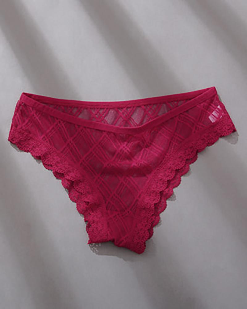 

Hollow Out Crochet Lace Skinny Panty, Red