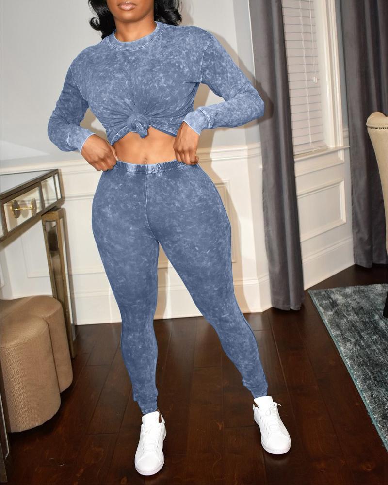 

Long Sleeve Top & Skinny Pants Set, Blue