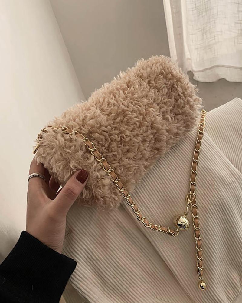 

Golder Ball Decor Chain Cylinder Bag, Khaki