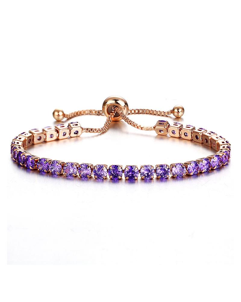 

Rhinestone Adjustable Chain Bracelet, Purple