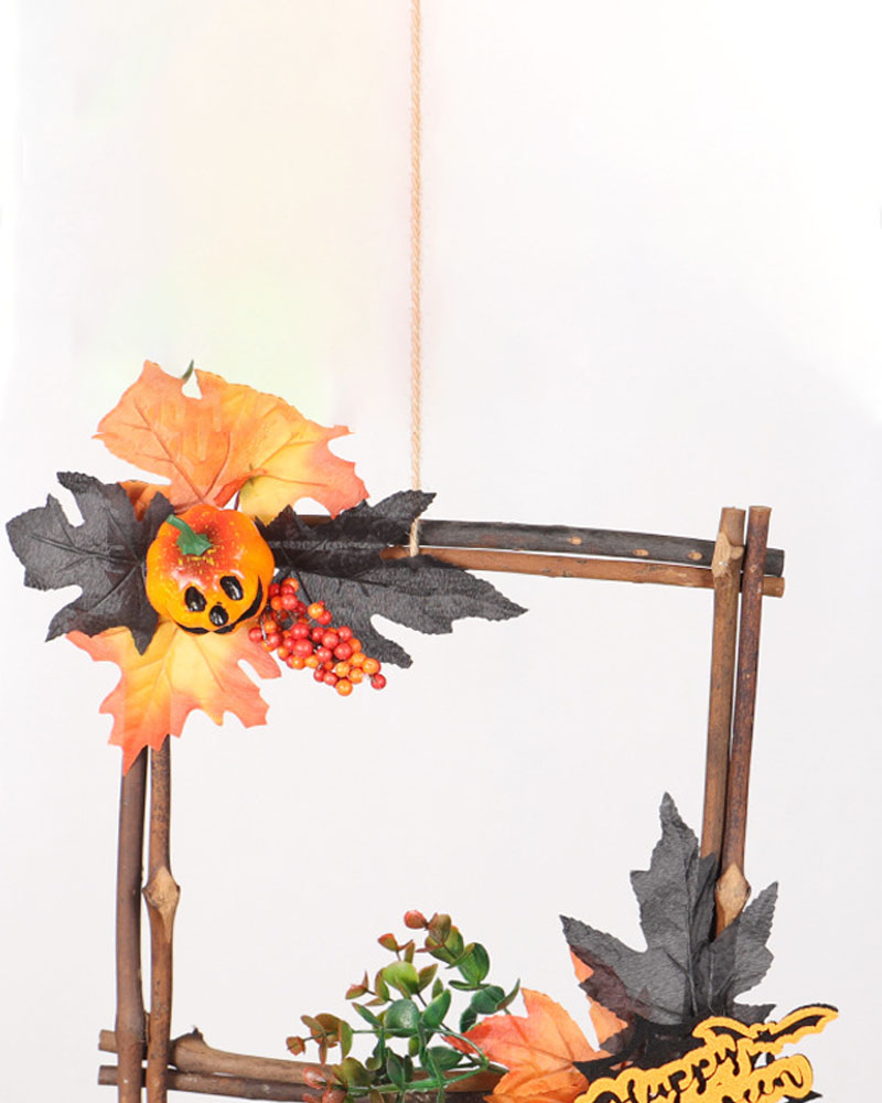 

Fall Wreath Star/Square Shape Floral Wreath With Pumpkin Maple Leaves Berries For Home Front Door Halloween Christmas Tree Decoration, Style2