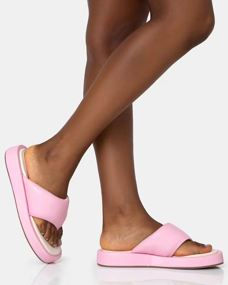 

Toe Post Platform Muffin Flip Flops, Pink