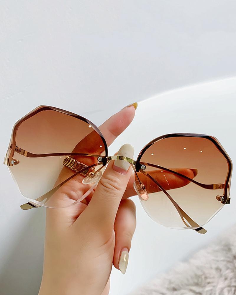 

Ombre Half Frame Geometric Sunglasses, Style1