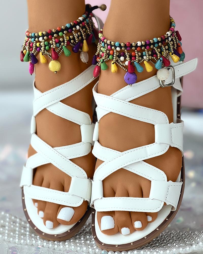 

Multi Strap Slingback Sandals, White