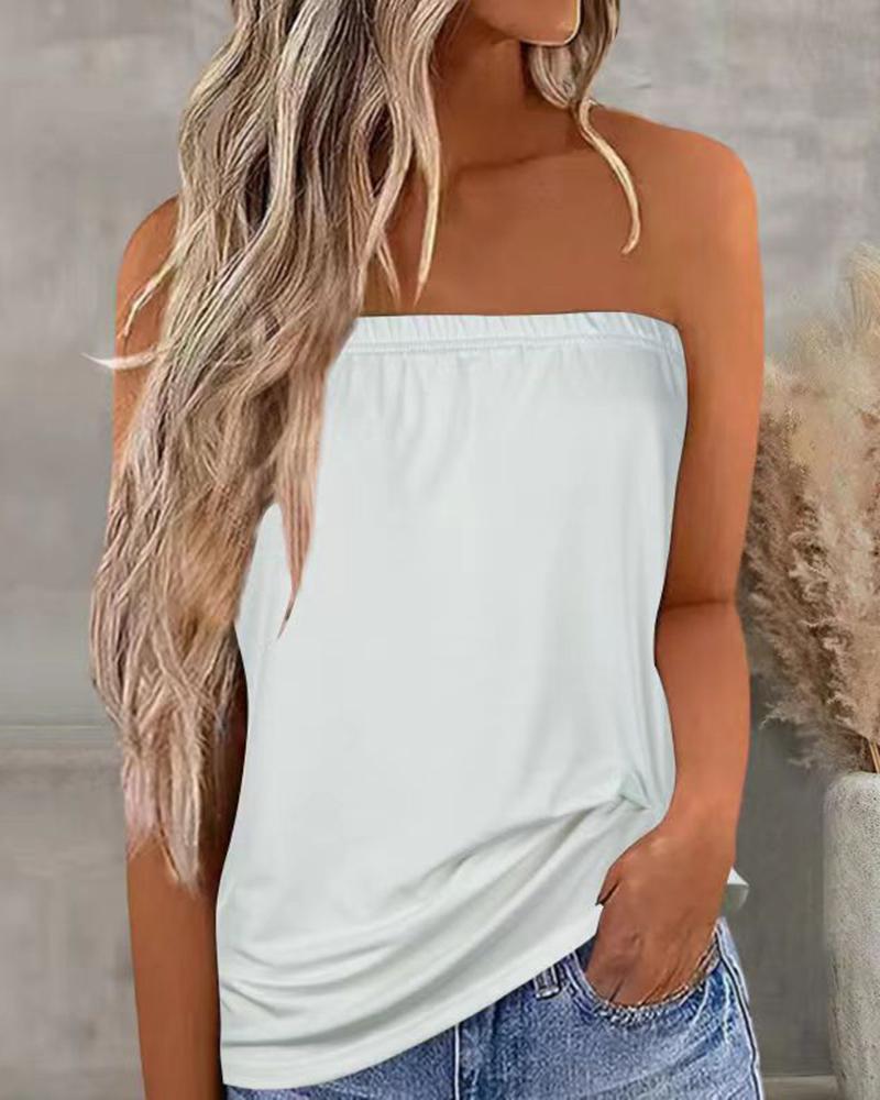 

Bandeau Sleeveless Basics Tank Top, White