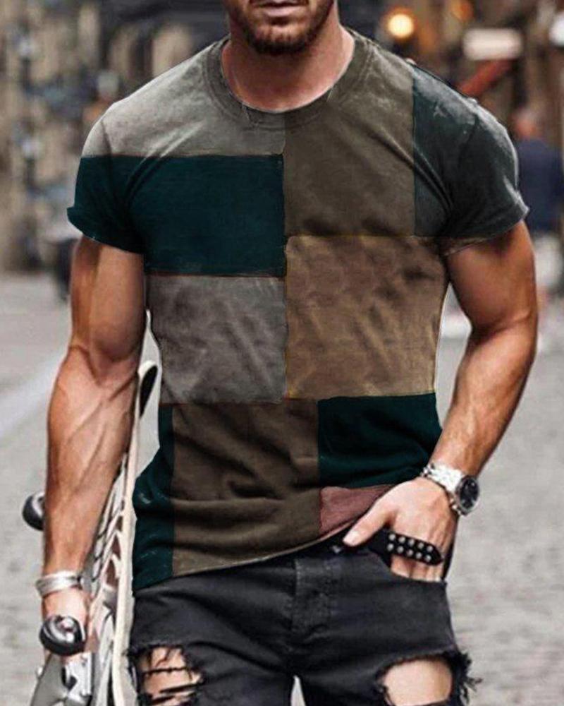 

Colorblock Short Sleeve T-shirts, Black