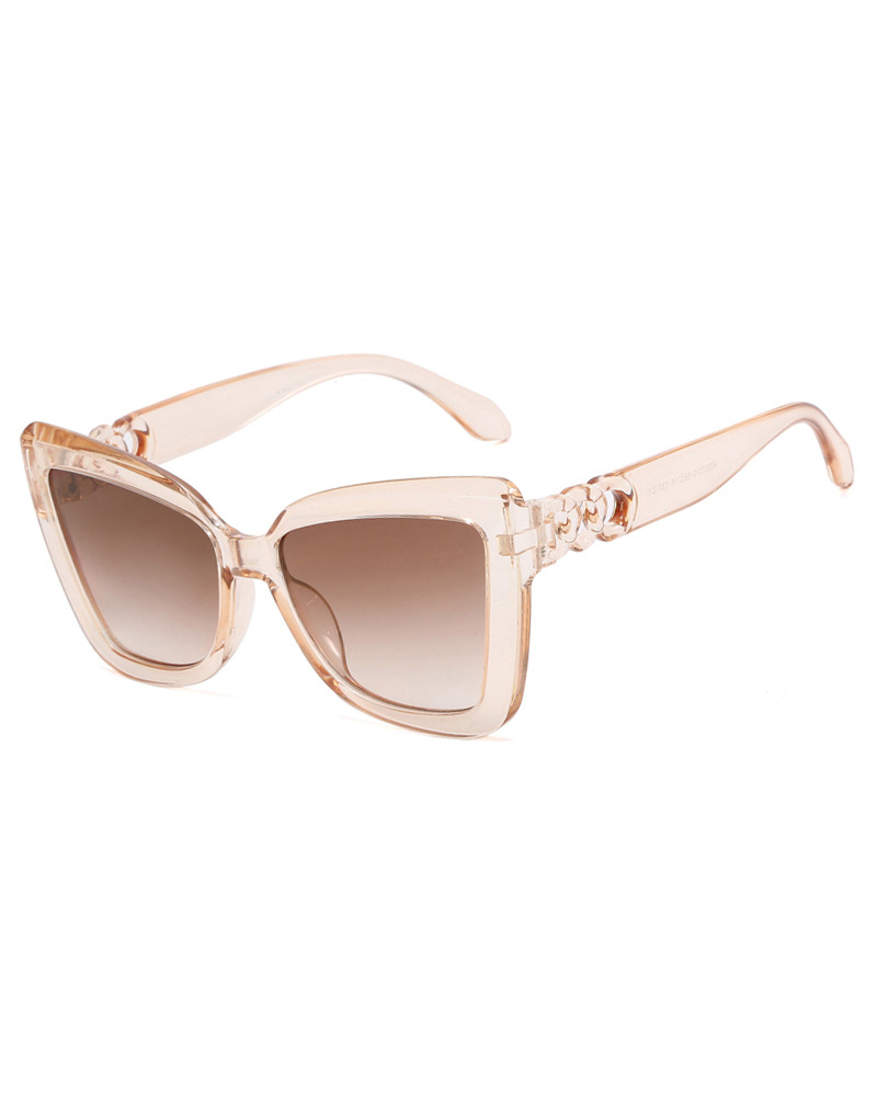 

1Pair Vintage Leopard Cat Eye Frame Fashionable Sunglasses, Champagne
