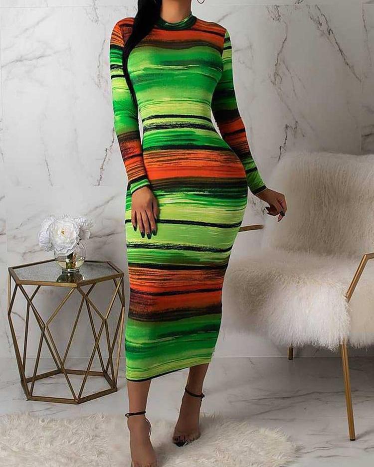 

Gradient Color Tie Dye Bodycon Dress, Multicolor