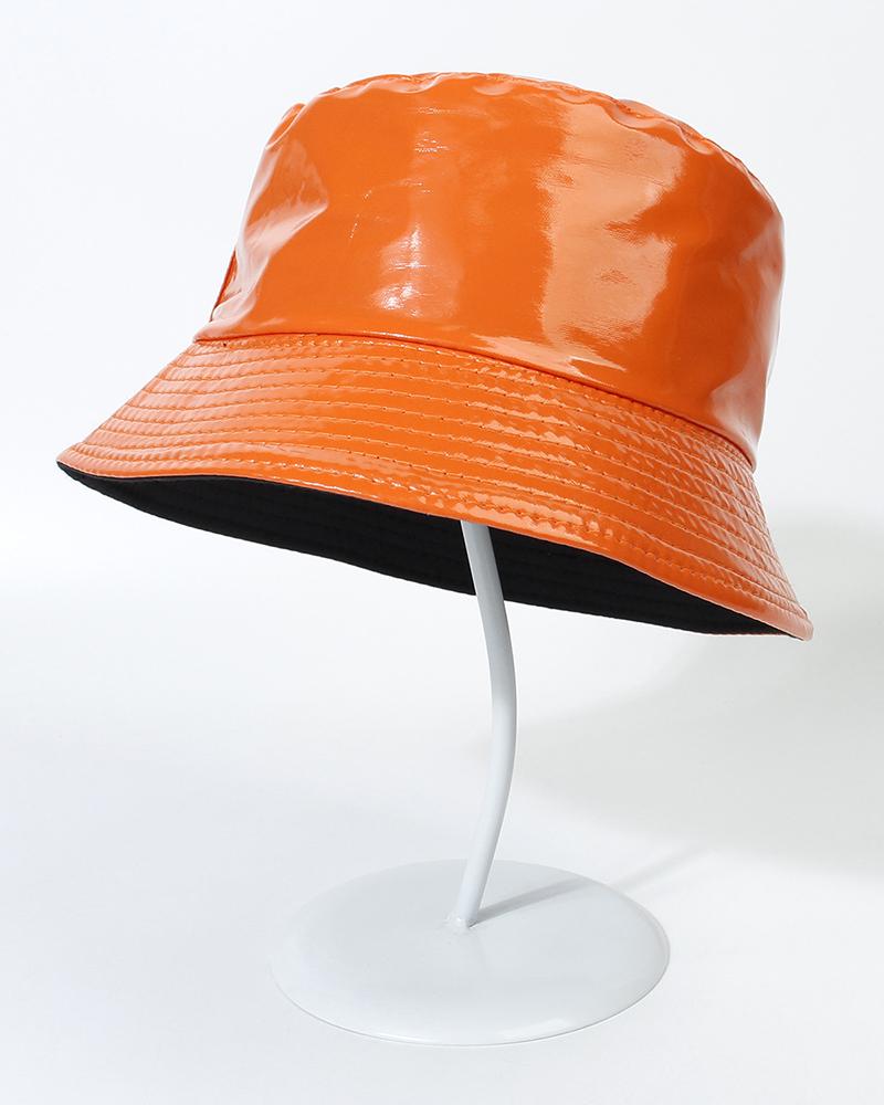 

Trendy Quilted Sun Protection PU Bucket Hat, Orange
