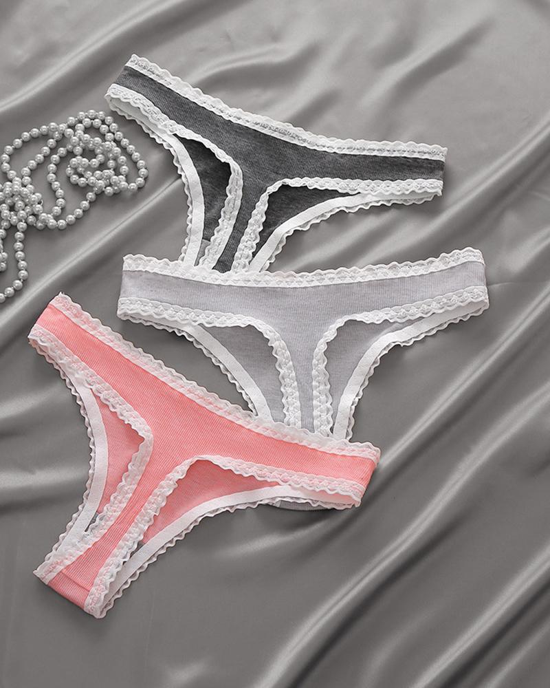 

Breathable Lace Trim Low Waist Panty, Multicolor