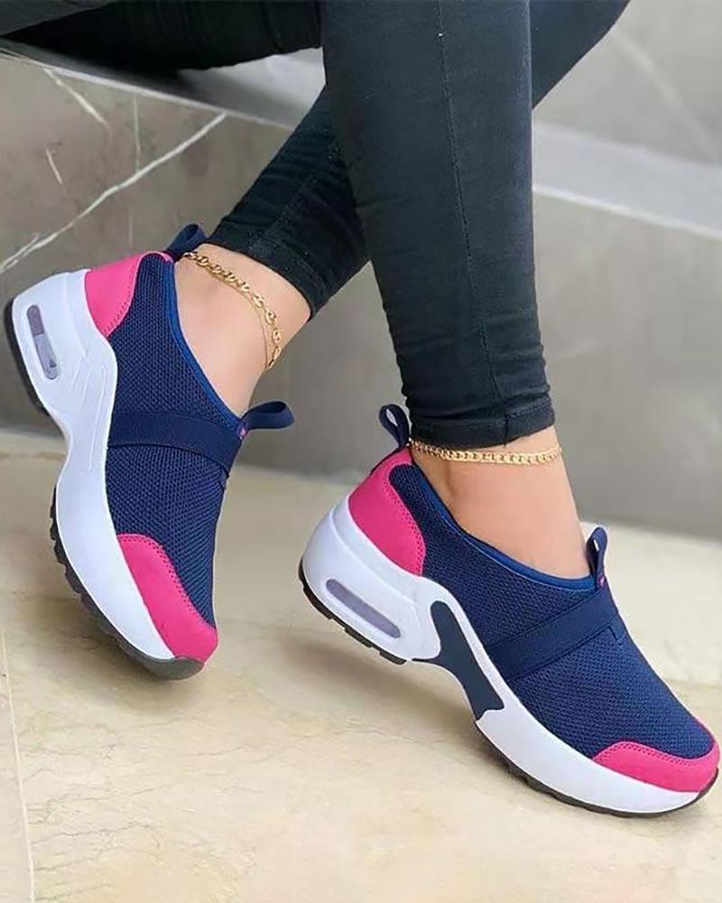 

Contrast Paneled Slip On Sneakers, Dark blue