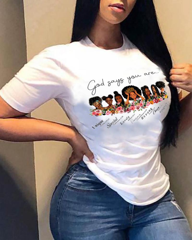 

Fashionable Cartoon Print Short Sleeve Loose T-shirts, Style5