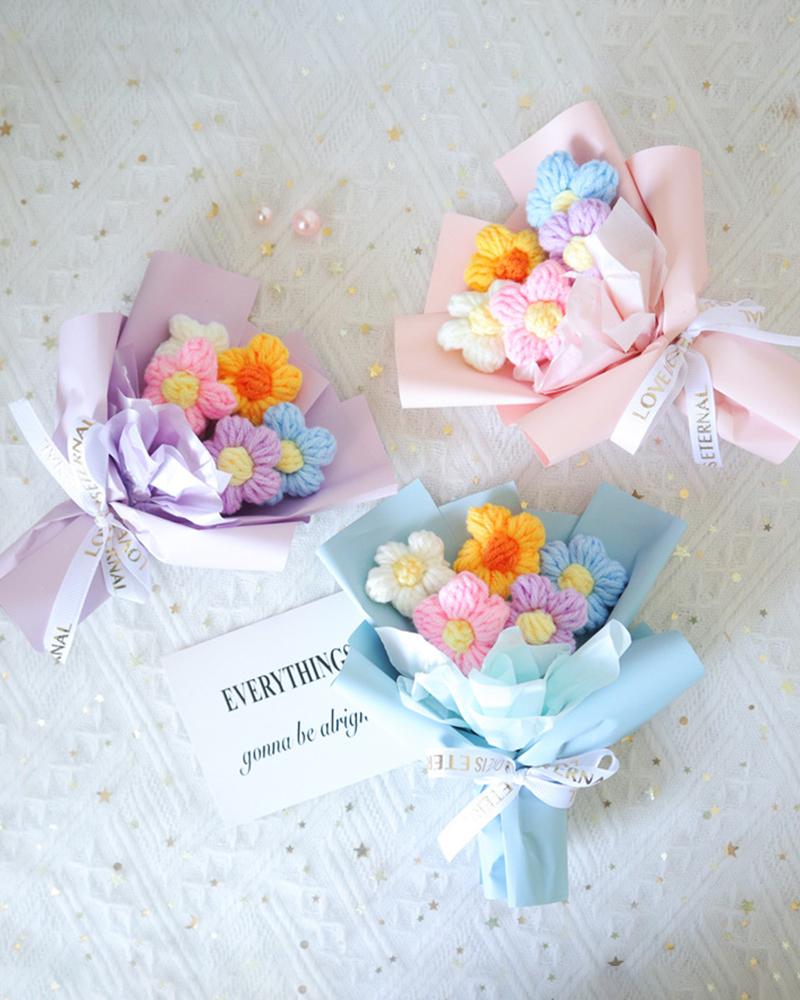 

1 Pack Mother's Day Gift Handmade Crochet Artificial Floral Bouquet, Purple