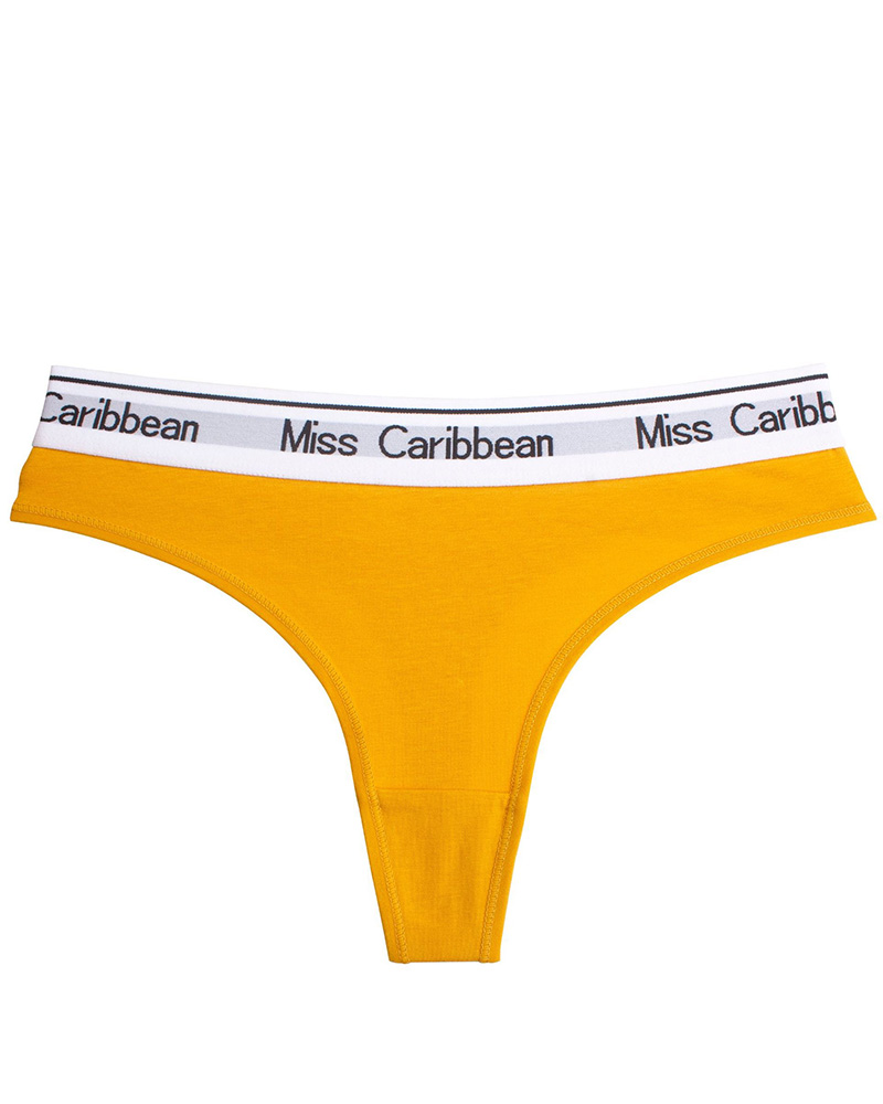 

Letter Print Contrast Binding Panty, Yellow