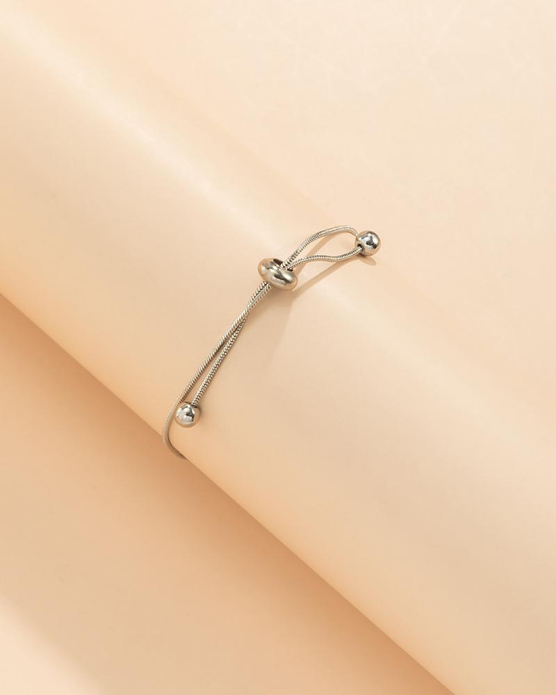 

Minimalist Beaded Tassel Decor Anklet, Silver