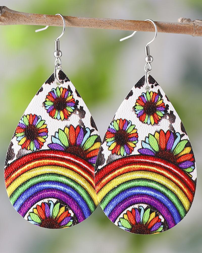 

1Pair Pride Month Rainbow Stripe Waterdrop Earrings, Multicolor