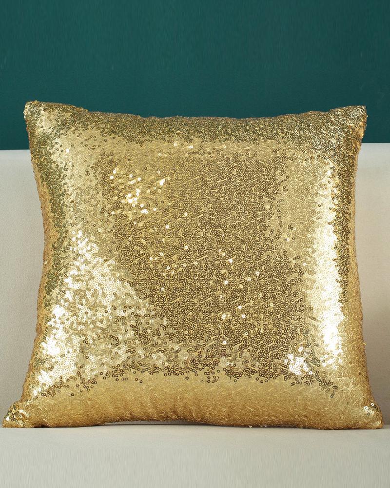 

1pc Christmas Allover Sequin Pillow Cover 18x18inch Farmhouse Pillow Cover Holiday Rustic Linen Pillow Case Sofa Couch Throw Christmas Decoration, Gold