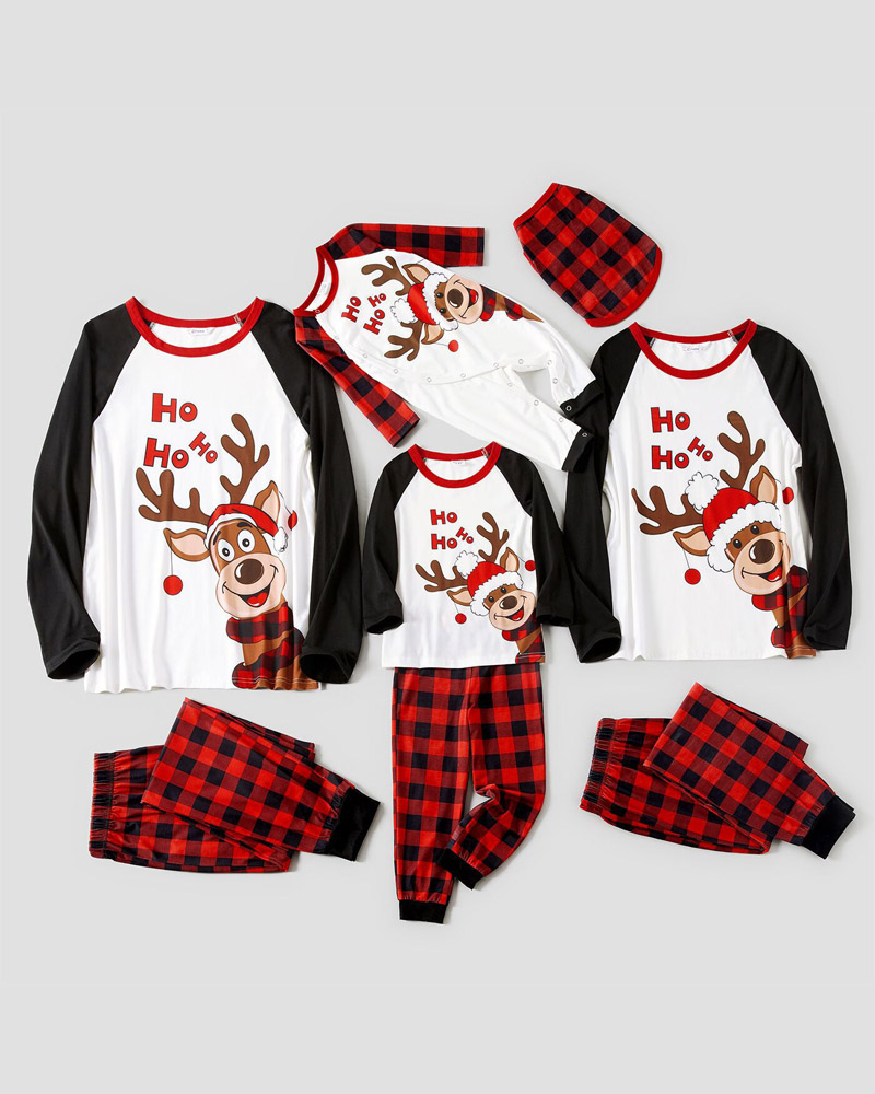 

Christmas Santa Claus Striped Gingham Print Pajama Set For Mom, Style4