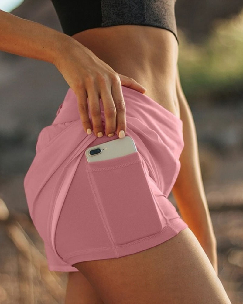 

Zip Back Pocket Detail Active Skorts, Pink