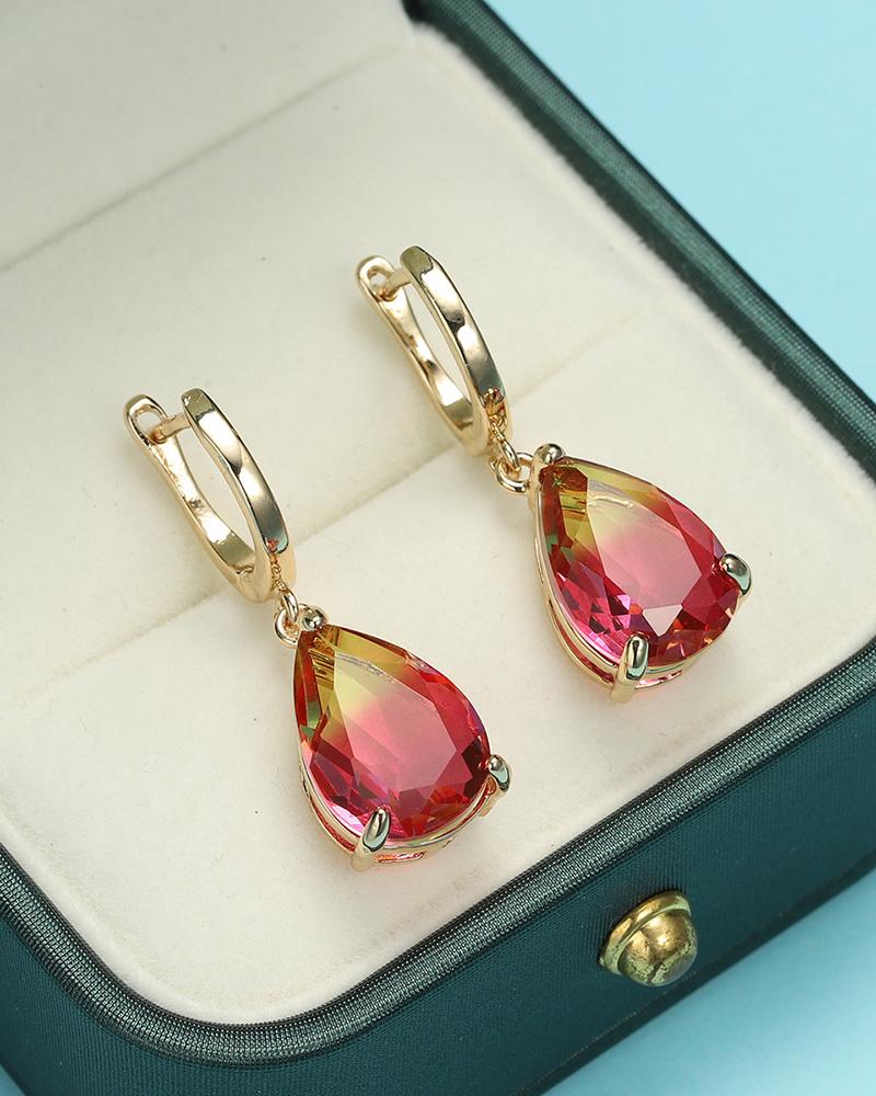 

1Pair Water Drop Pendant Rhinestone Earrings, Yellow