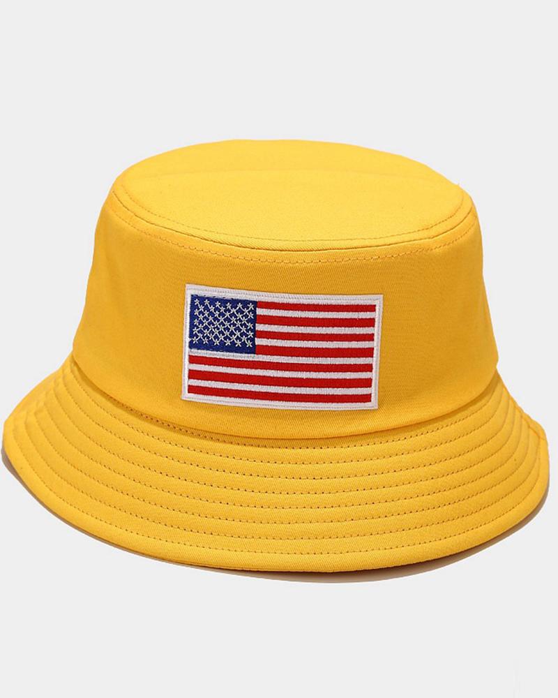 

1pc Independence Day Flag Pattern Sun Bucket Hat, Yellow