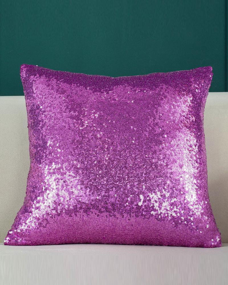 

1pc Christmas Allover Sequin Pillow Cover 18x18inch Farmhouse Pillow Cover Holiday Rustic Linen Pillow Case Sofa Couch Throw Christmas Decoration, Purple