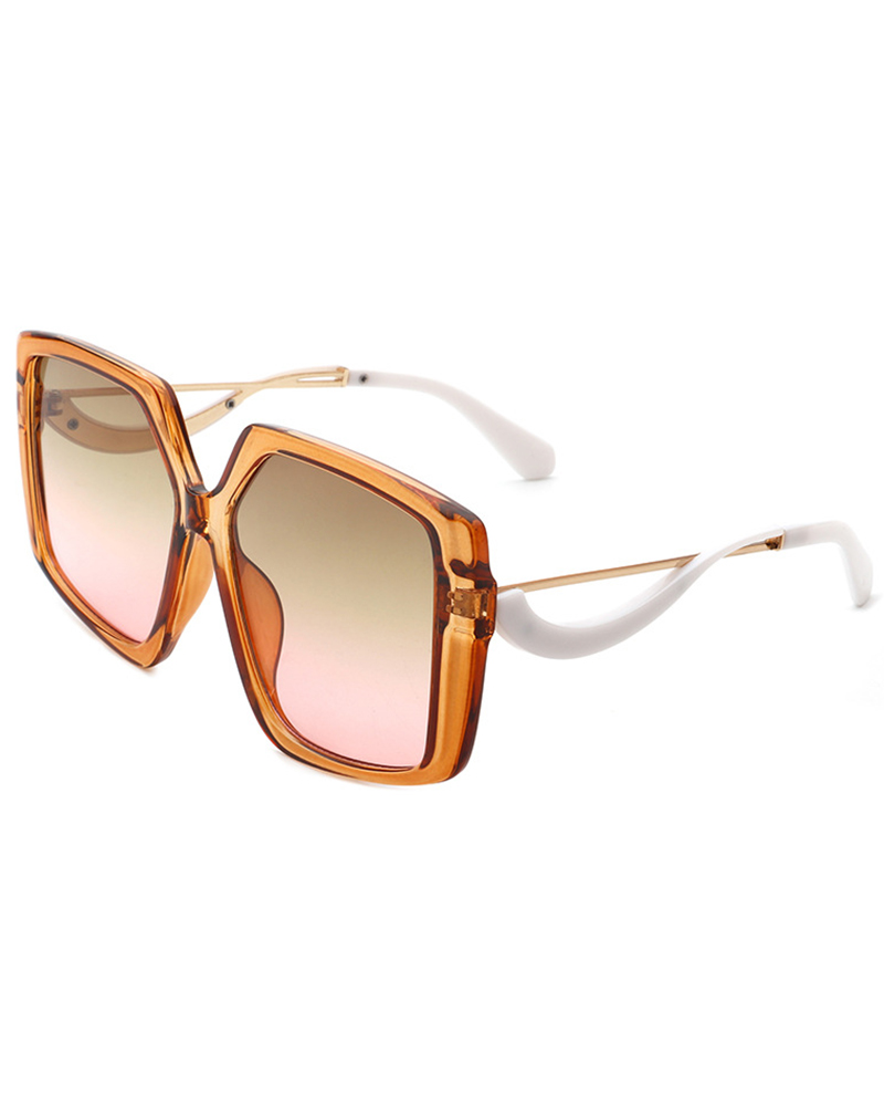 

1Pair Gradient Big Fashionable Square Sunglasses, Coffee